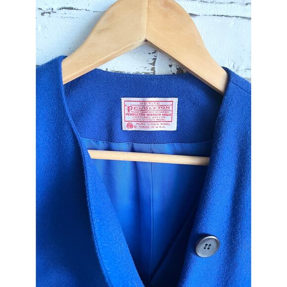 Vintage Pendleton Virgin Wool Blue Pea Coat Size Medium 17x24 - Picture 2 of 4